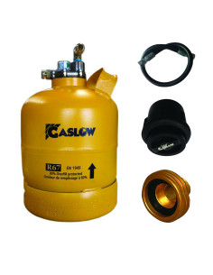 Pack GASLOW Bouteille GPL Rechargeable 2.7Kg + Lyre + Boîte de Transfert Noire + Adaptateur Europe