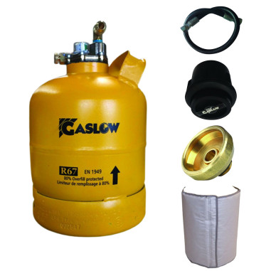 PACK GASLOW Bouteille GPL Rechargeable 2.7kg + Lyre + Boite Transfert Noire + Adaptateur FR/IT + Couverture Isolante