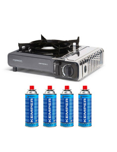 Pack CAMPINGAZ Barbecue Bistro 3 + KEMPER 4x Cartouches de Gaz Butane 227Gr Camping