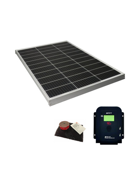 PACK EZA Panneau Solaire 130W Monocristallin + Régulateur Solaire +3 M Kit Adhésif Pour Panneaux Solaires E-ssential