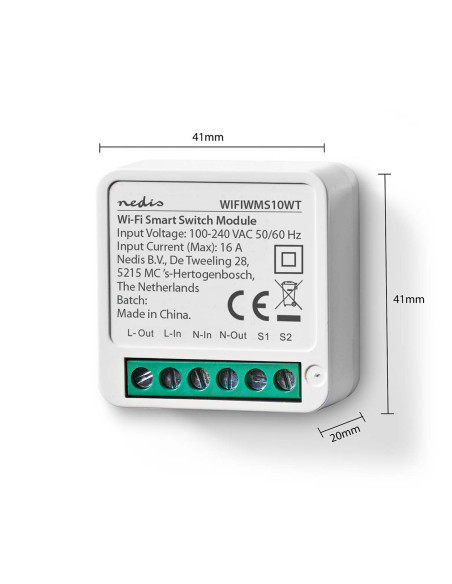 NEDIS Commutateur D'alimentation SmartLife Wi-Fi 3680 W
