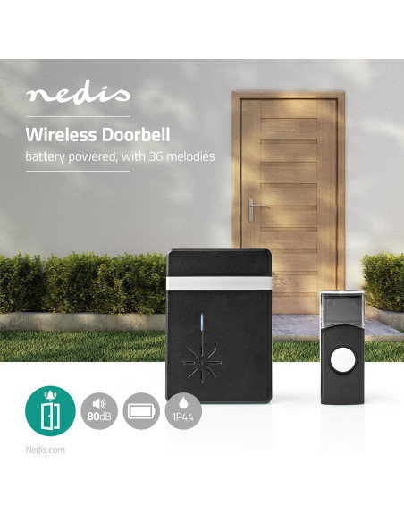 NEDIS Kit De Sonnette Sans Fil Alimenté Par Pile 3 V