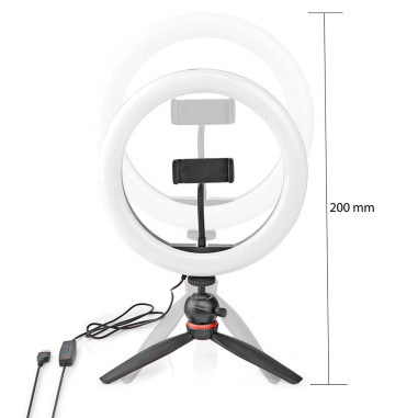 NEDIS Anneau Lumineux 120 LED's 2700 - 6700 K USB Trépied Noir