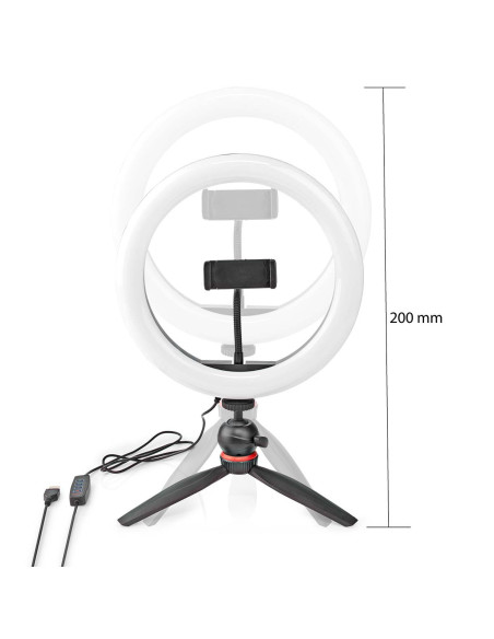 NEDIS Anneau Lumineux 120 LED's 2700 - 6700 K USB Trépied Noir