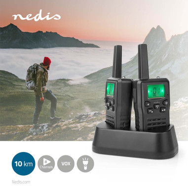 NEDIS Set de Talkie-Walkie 2 combinés Jusqu'à 10 km Canaux de fréquence: 8