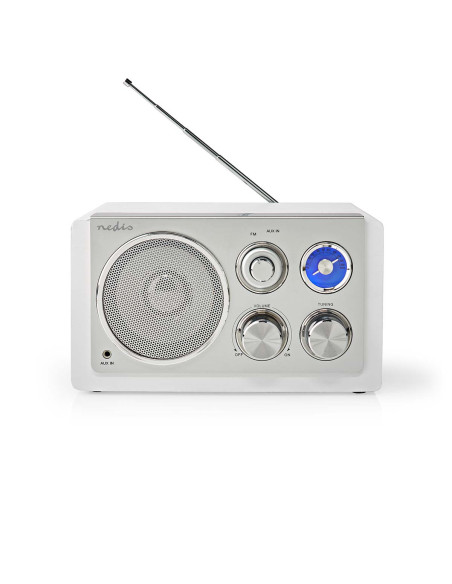 NEDIS Radio FM 15W Argent/Blanc Alimentation secteur