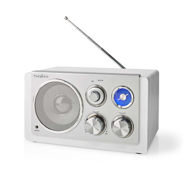 NEDIS Radio FM 15W Argent/Blanc Alimentation secteur