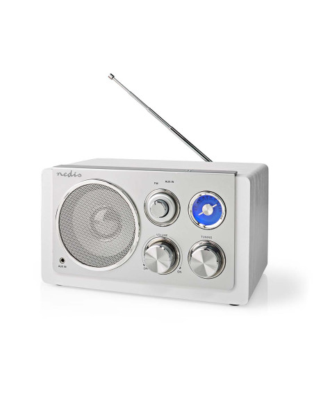 NEDIS Radio FM 15W Argent/Blanc Alimentation secteur