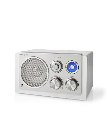 NEDIS Radio FM 15W Argent/Blanc Alimentation secteur