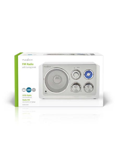 NEDIS Radio FM 15W Argent/Blanc Alimentation secteur