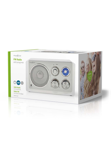 NEDIS Radio FM 15W Argent/Blanc Alimentation secteur