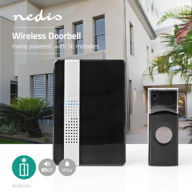 NEDIS Kit de Sonnette Sans Fil Alimentation Secteur Portée 300m