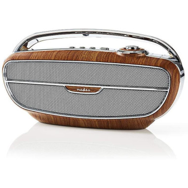 NEDIS Poste Radio FM Portable 60W Bluetooth Marron/Argent Retro