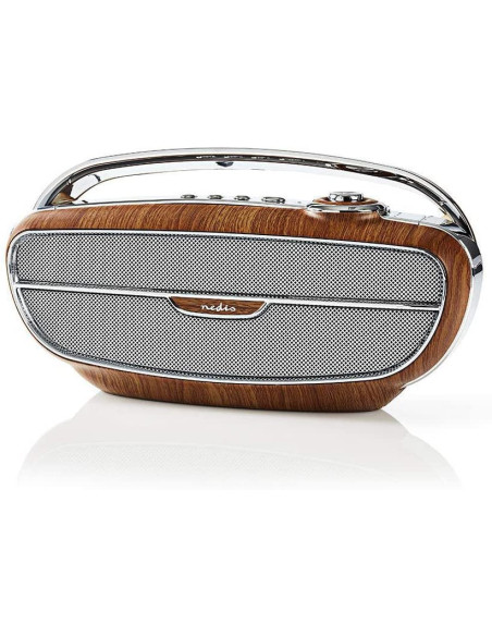 NEDIS Poste Radio FM Portable 60W Bluetooth Marron/Argent Retro