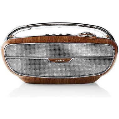 NEDIS Poste Radio FM Portable 60W Bluetooth Marron/Argent Retro