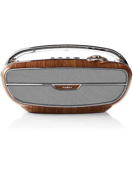 NEDIS Poste Radio FM Portable 60W Bluetooth Marron/Argent Retro