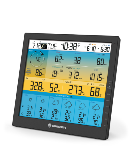BRESSER Station Météo Wi-Fi Capteur 7 en 1 Prévisions 6 Jours