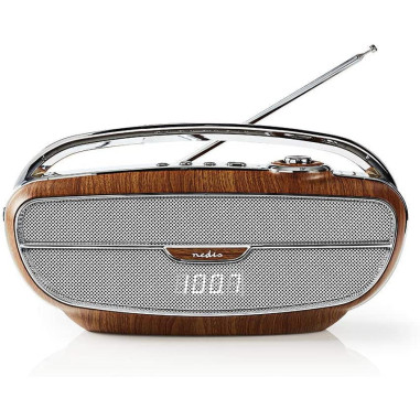 NEDIS Radio FM 60W Bluetooth Marron/Argent