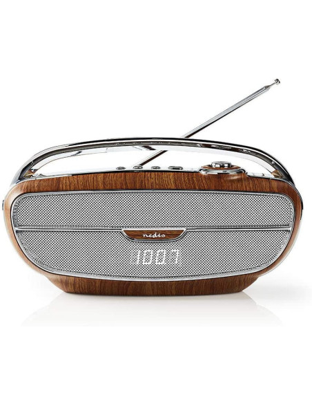 NEDIS Radio FM 60W Bluetooth Marron/Argent
