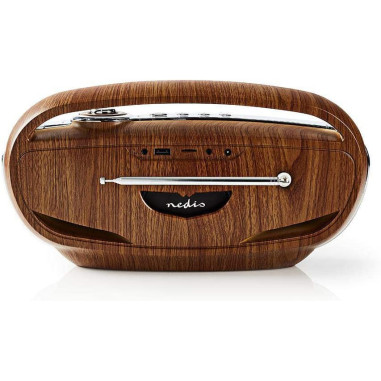 NEDIS Radio FM 60W Bluetooth Marron/Argent