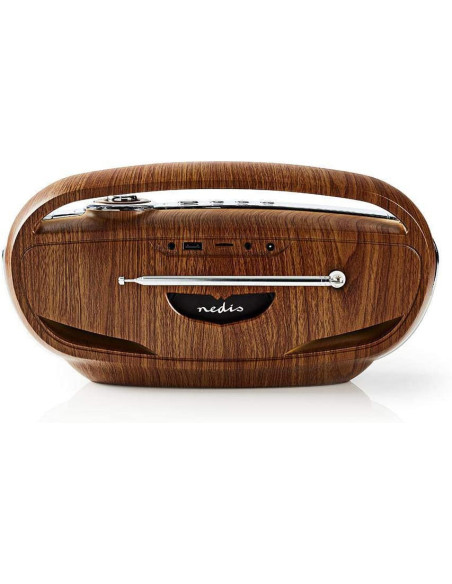 NEDIS Radio FM 60W Bluetooth Marron/Argent