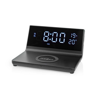 NEDIS Réveil et Chargeur Sans Fil USB Noir