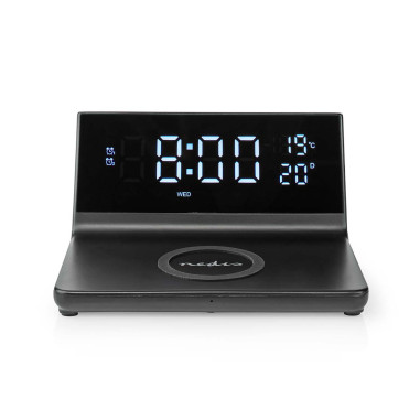 NEDIS Réveil et Chargeur Sans Fil USB Noir