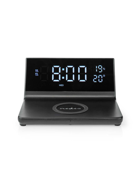 NEDIS Réveil et Chargeur Sans Fil USB Noir
