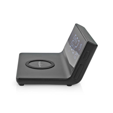 NEDIS Réveil et Chargeur Sans Fil USB Noir