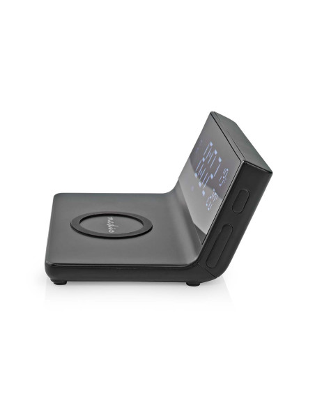 NEDIS Réveil et Chargeur Sans Fil USB Noir