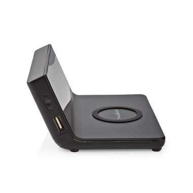 NEDIS Réveil et Chargeur Sans Fil USB Noir