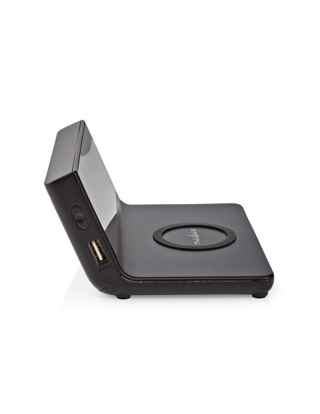 NEDIS Réveil et Chargeur Sans Fil USB Noir