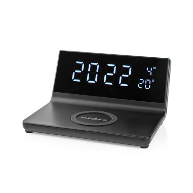 NEDIS Réveil et Chargeur Sans Fil USB Noir