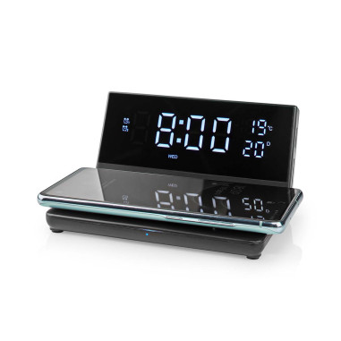 NEDIS Réveil et Chargeur Sans Fil USB Noir