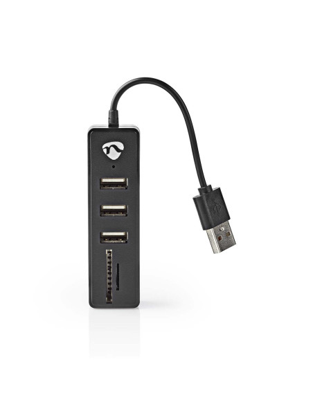 NEDIS HUB 2.0 avec lecteur de carte 3 ports USB et Carte SD/TF