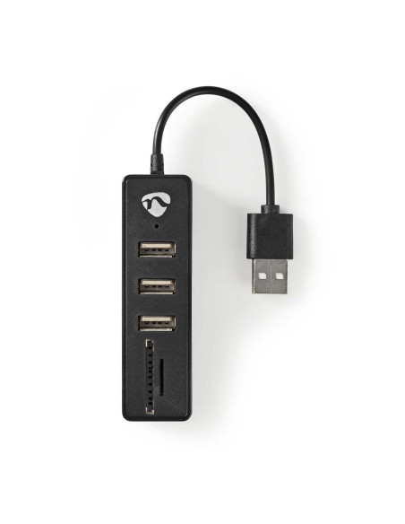 NEDIS HUB 2.0 avec lecteur de carte 3 ports USB et Carte SD/TF