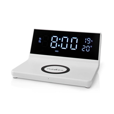 NEDIS Réveil et Chargeur Sans Fil USB Blanc