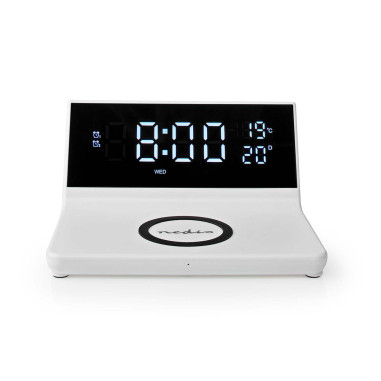 NEDIS Réveil et Chargeur Sans Fil USB Blanc