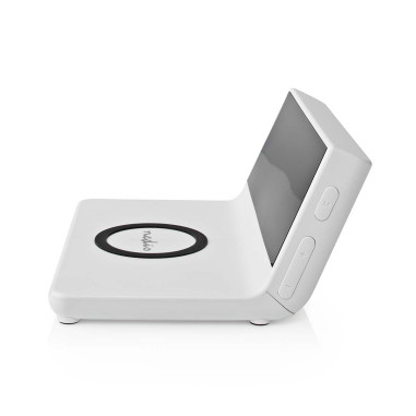 NEDIS Réveil et Chargeur Sans Fil USB Blanc