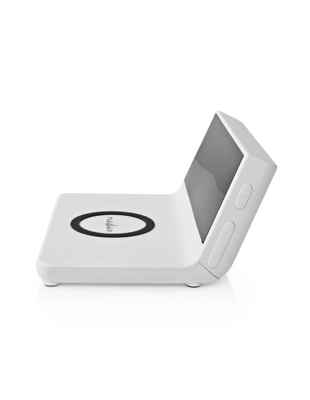 NEDIS Réveil et Chargeur Sans Fil USB Blanc