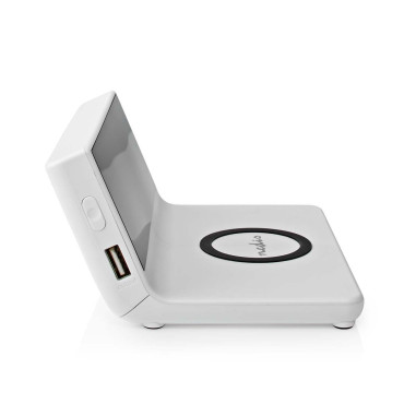 NEDIS Réveil et Chargeur Sans Fil USB Blanc