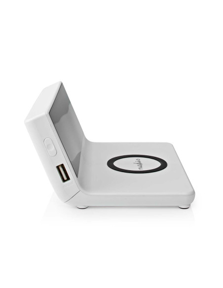 NEDIS Réveil et Chargeur Sans Fil USB Blanc