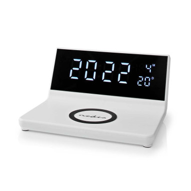 NEDIS Réveil et Chargeur Sans Fil USB Blanc