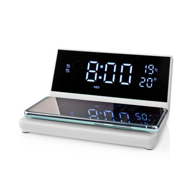 NEDIS Réveil et Chargeur Sans Fil USB Blanc