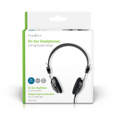 NEDIS Casque Filaire 3.5 mm Noir Ultraléger Confort Utilisateur Optimal