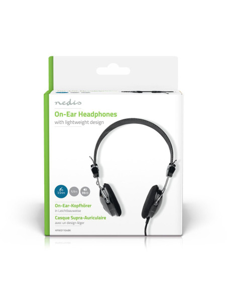NEDIS Casque Filaire 3.5 mm Noir Ultraléger Confort Utilisateur Optimal
