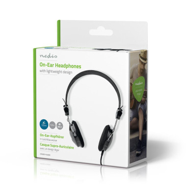 NEDIS Casque Filaire 3.5 mm Noir Ultraléger Confort Utilisateur Optimal