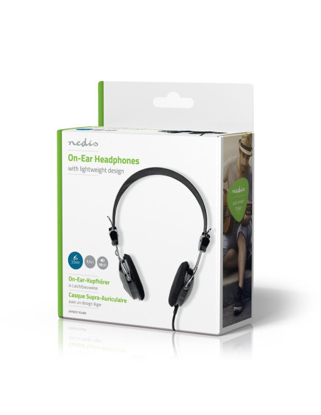 NEDIS Casque Filaire 3.5 mm Noir Ultraléger Confort Utilisateur Optimal