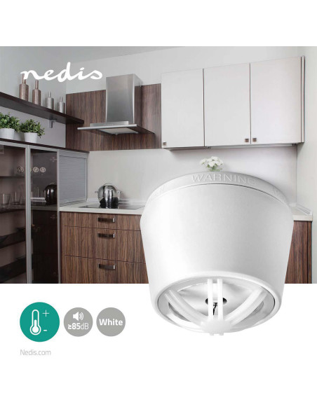 NEDIS Détecteur de Chaleur Alimenté par Pile 85dB