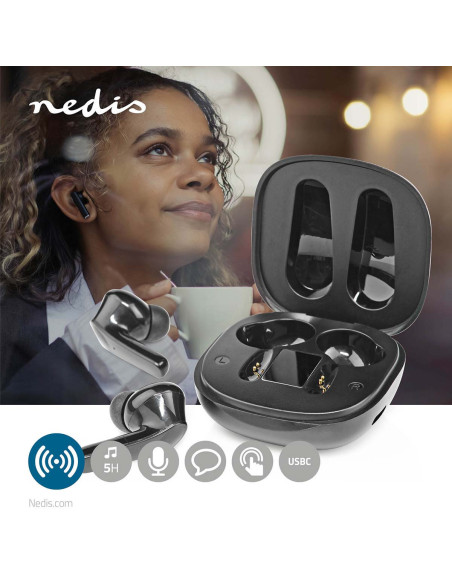 NEDIS Écouteurs sans fil Bluetooth 3 paires d'embouts (S/M/L)